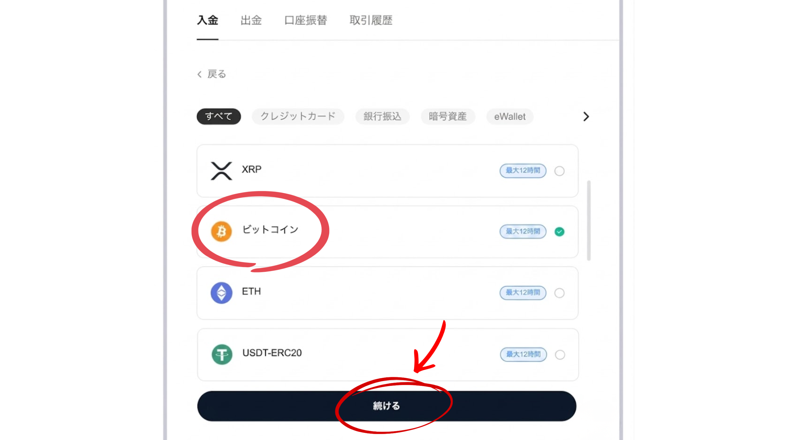 通貨と金額の選択